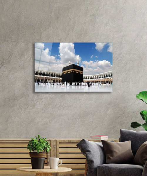 Kabe Manzarası Kutsal Topraklar Dini İslami Cam Tablo Temperli Ve Rodajlı Dayanıklı Cam