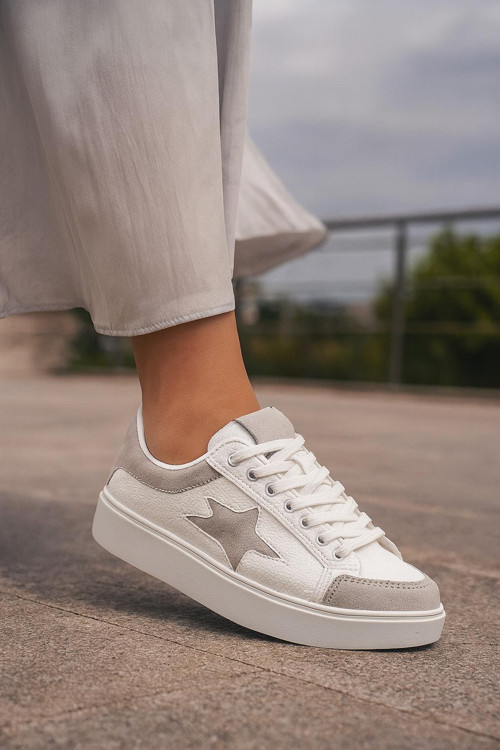 Günlük Kadın Sneaker Bağcıklı Detaylı Yüksek Taban Rahat Ayakkabı