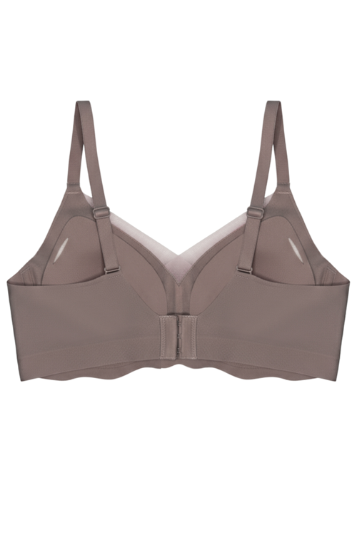 Seamless Bra - Touch | Krem Lazer Kesim Dikişsiz Tül ve Dalga Detaylı Balensiz Kadın Sütyen