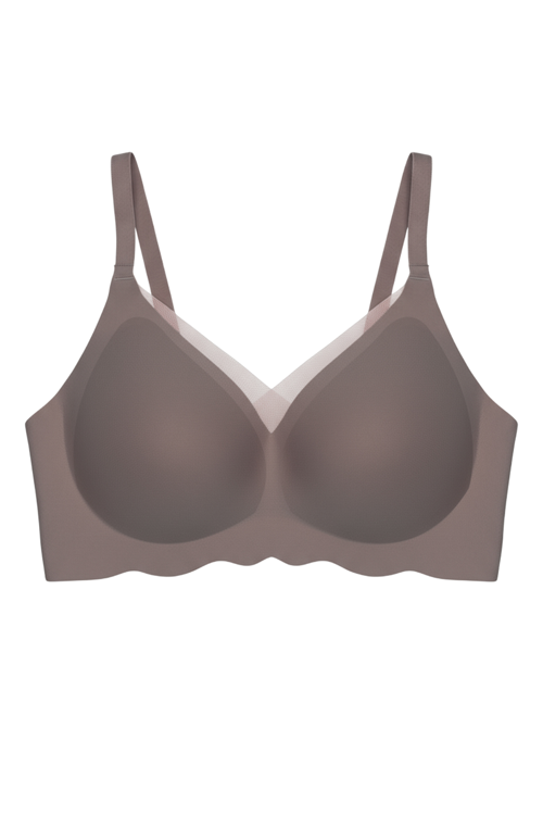 Seamless Bra - Touch | Krem Lazer Kesim Dikişsiz Tül ve Dalga Detaylı Balensiz Kadın Sütyen