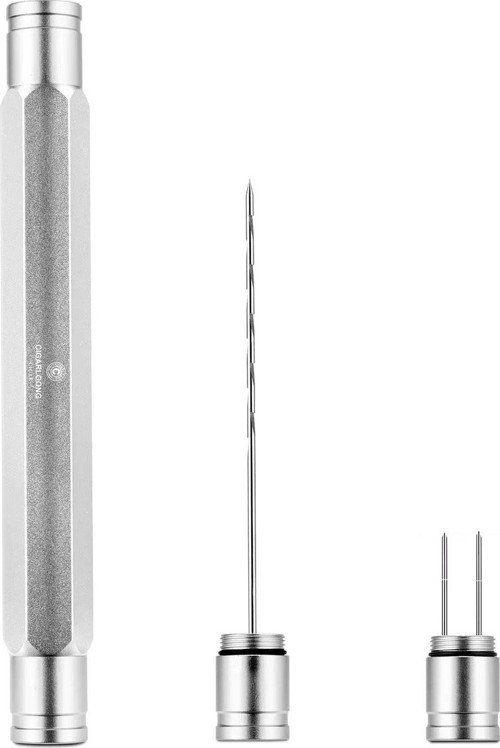 Aluminyum Puro Açıcı İğne ve Puro Tutucu Silver