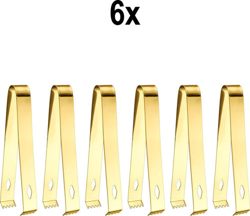 6 Adet Çelik 16,2 cm Gold Buz Ve Şeker Maşası mt128sr-6