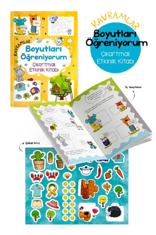 Kavramlar - Boyutları Öğreniyorum Çıkartmalı Etkinlik Kitabı 3 + Yaş