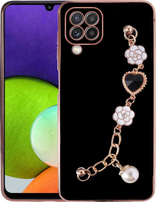 Galaxy M22 Kılıf El Tutamaçlı Kamera Korumalı Klfs Taka Silikon Kapak - Siyah