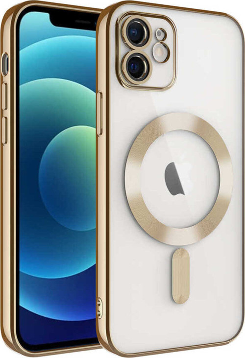 İphone 11 Uyumlu Kamera Korumalı Magsafe Wireless Şarj Özellikli Klfs Demre Kılıf-Gold