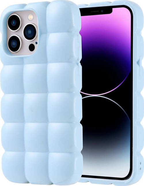 İphone 14 Pro Max Kılıf Parlak Esnek Silikon Klfs Dom Dom Kapak - Mavi