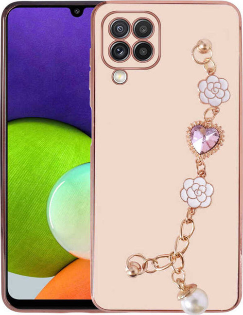 Galaxy M32 Kılıf El Tutamaçlı Kamera Korumalı Klfs Taka Silikon Kapak - Pembe