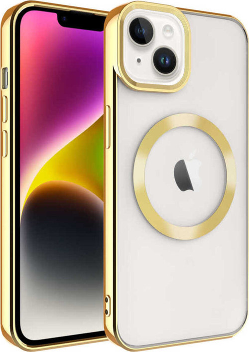 İphone 14 Plus Uyumlu Magsafe Wireless Şarj Özellikli Klfs Setro Silikon-Gold