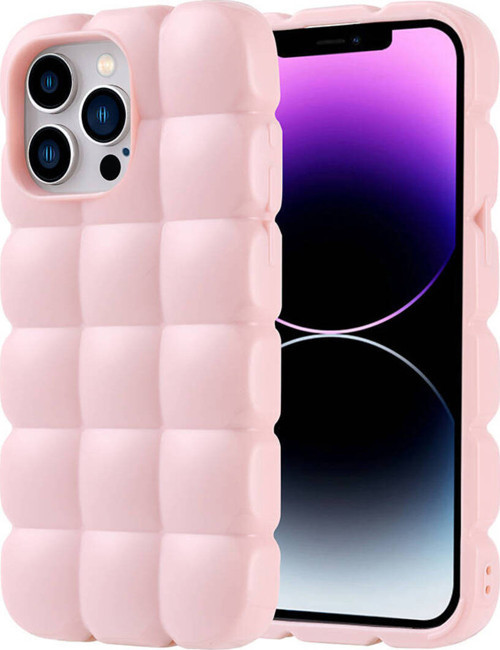 İphone 14 Pro Max Kılıf Parlak Esnek Silikon Klfs Dom Dom Kapak - Pembe