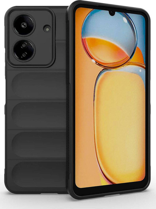 Redmi 13C Kılıf Esnek Tpu Oyuklu Arka Yüzey Tasarımlı Klfs Etnik Silikon Kapak - Siyah