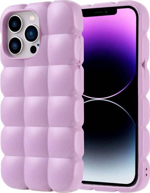 İphone 14 Pro Max Kılıf Parlak Esnek Silikon Klfs Dom Dom Kapak - Lila