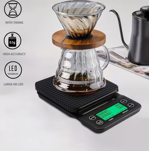 Dijital Hassas Kahve Terazi Zaman Ayarlı Kahve Dripper Tartı 3 Kg / 0.1 gr thr389