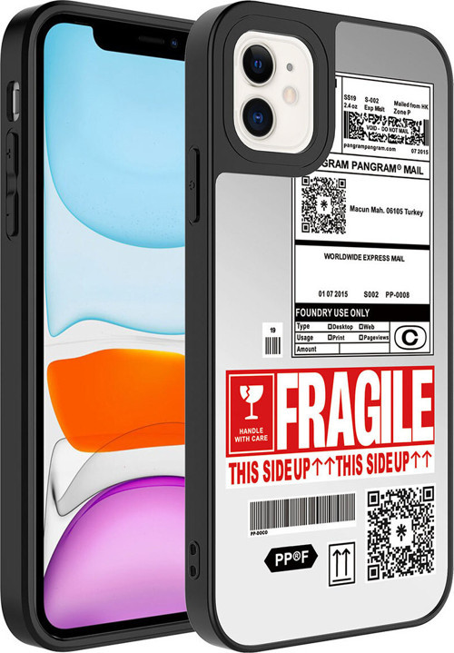 İphone 12 Uyumlu Aynalı Desenli Kamera Korumalı Parlak Klfs Mirror Kılıf-Fragile
