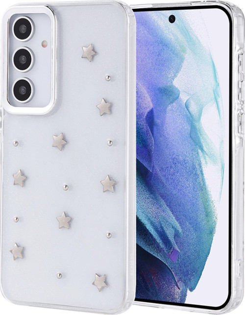Galaxy A55 Kılıf Airbag Tasarımlı Simli Şeffaf Klfs Kutup Kapak - Yıldız