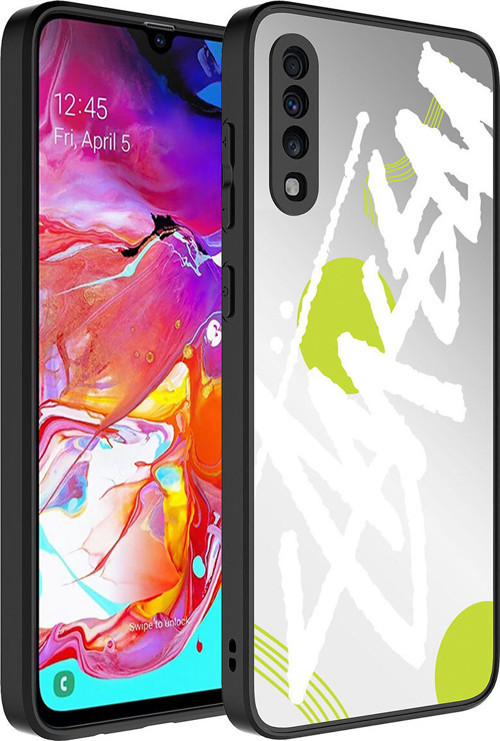 Galaxy A70 Kılıf Aynalı Desenli Kamera Korumalı Parlak Klfs Mirror Kapak - Yazı
