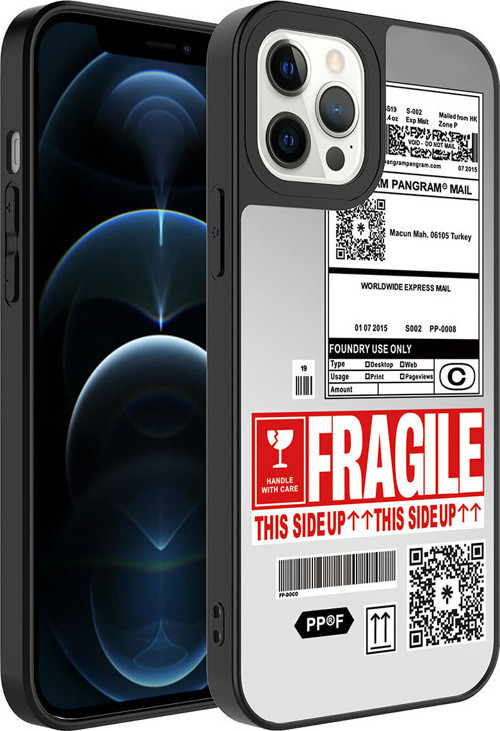 İphone 12 Pro Uyumlu Aynalı Desenli Kamera Korumalı Parlak Klfs Mirror Kılıf-Fragile
