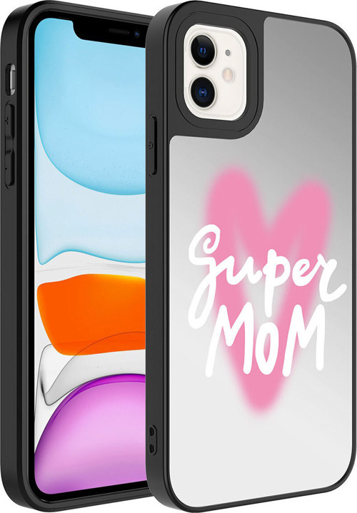İphone 11 Uyumlu Aynalı Desenli Kamera Korumalı Parlak Klfs Mirror Kılıf-Süper Anne
