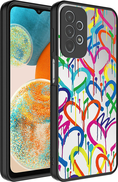 Galaxy A72 Kılıf Aynalı Desenli Kamera Korumalı Parlak Klfs Mirror Kapak - Kalp