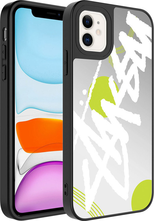 İphone 11 Uyumlu Aynalı Desenli Kamera Korumalı Parlak Klfs Mirror Kılıf-Yazı