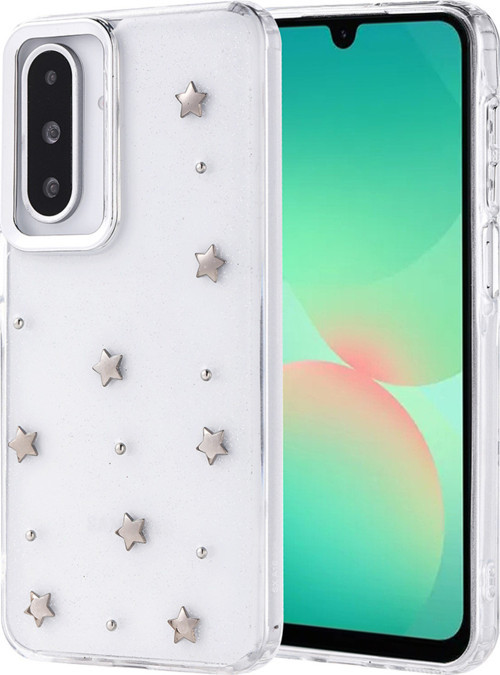 Galaxy A26 Kılıf Airbag Tasarımlı Simli Şeffaf Klfs Kutup Kapak - Yıldız