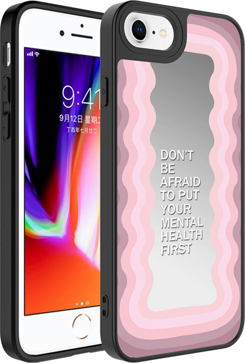 İphone 7 Plus Kılıf Aynalı Desenli Kamera Korumalı Parlak Klfs Mirror Kapak - Ayna
