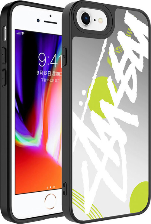 İphone 7 Plus Kılıf Aynalı Desenli Kamera Korumalı Parlak Klfs Mirror Kapak - Yazı