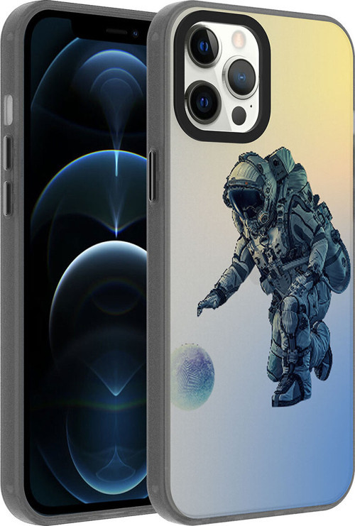 İphone 12 Pro Max Uyumlu Desenli Klfs Dragon Sert Kılıf-Astronot