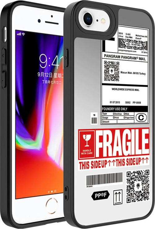 İphone 7 Plus Kılıf Aynalı Desenli Kamera Korumalı Parlak Klfs Mirror Kapak - Fragile