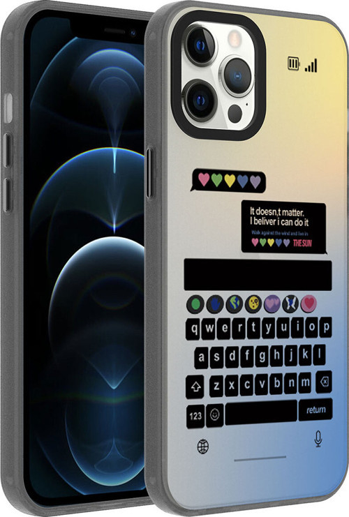 İphone 12 Pro Max Uyumlu Desenli Klfs Dragon Sert Kılıf-Klavye