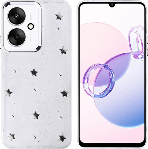 Redmi 13C Kılıf Airbag Tasarımlı Simli Şeffaf Klfs Kutup Kapak - Yıldız