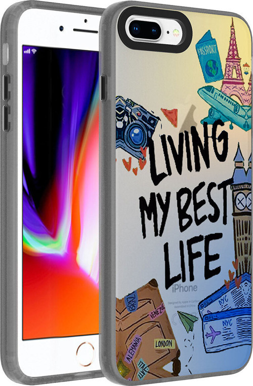 İphone 8 Plus Kılıf Desenli Klfs Dragon Sert Kapak - Seyahat