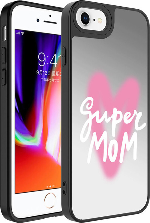 İphone 8 Plus Kılıf Aynalı Desenli Kamera Korumalı Parlak Klfs Mirror Kapak - Süper Anne