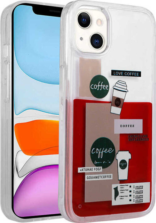 İphone 14 Uyumlu Desenli Sıvılı Klfs Drink Silikon Kılıf-No1