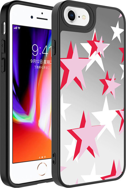İphone 8 Plus Kılıf Aynalı Desenli Kamera Korumalı Parlak Klfs Mirror Kapak - Yıldız