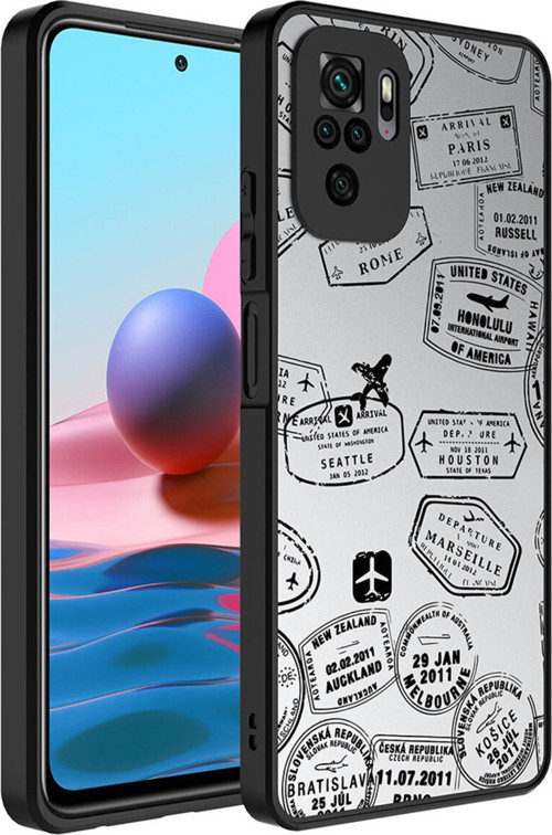 Redmi Note 10S Kılıf Aynalı Desenli Kamera Korumalı Parlak Klfs Mirror Kapak - Seyahat
