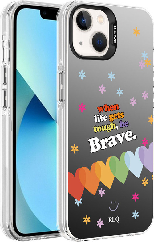 İphone 13 Uyumlu Desenli Klfs Silver Sert Kılıf-Kalp