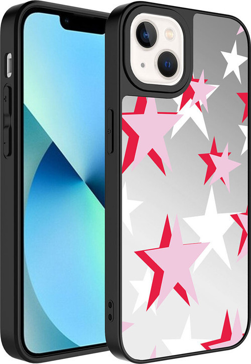 İphone 13 Uyumlu Aynalı Desenli Kamera Korumalı Parlak Klfs Mirror Kılıf-Yıldız