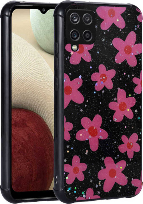 Galaxy M33 Kılıf Simli Desenli Kamera Korumalı Parlak Klfs Popy Kapak - Çiçek