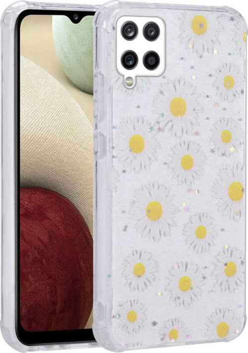 Galaxy M33 Kılıf Simli Desenli Kamera Korumalı Parlak Klfs Popy Kapak - Papatya