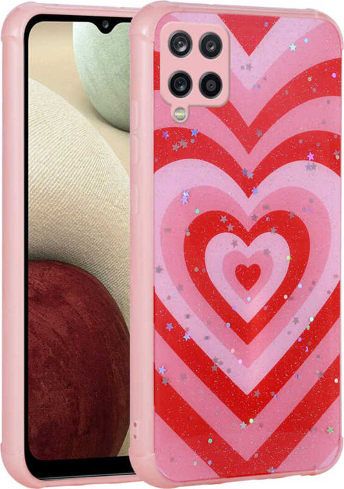 Galaxy M33 Kılıf Simli Desenli Kamera Korumalı Parlak Klfs Popy Kapak - Kalp