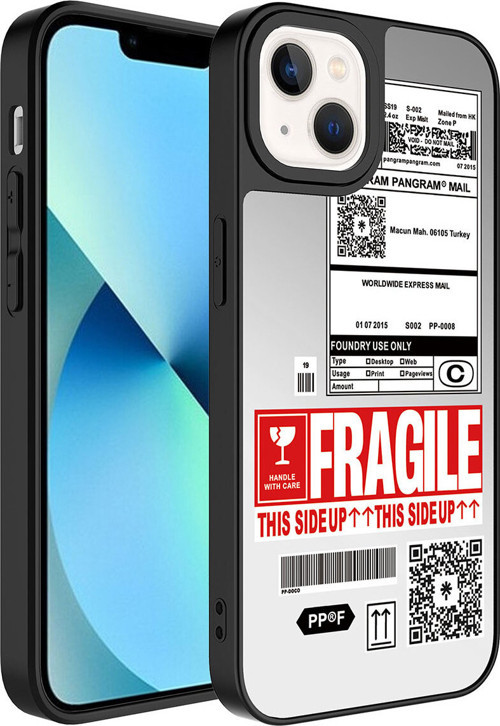 İphone 13 Uyumlu Aynalı Desenli Kamera Korumalı Parlak Klfs Mirror Kılıf-Fragile