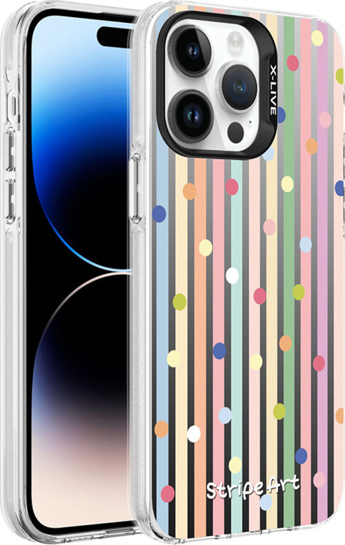 İphone 14 Pro Uyumlu Desenli Klfs Silver Sert Kılıf-Noktalar