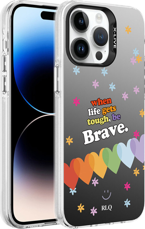 İphone 14 Pro Uyumlu Desenli Klfs Silver Sert Kılıf-Kalp
