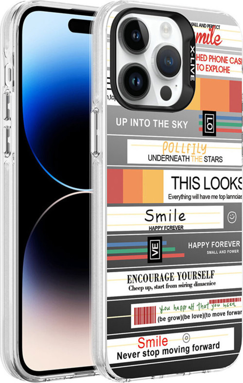 İphone 14 Pro Uyumlu Desenli Klfs Silver Sert Kılıf-Mottolar