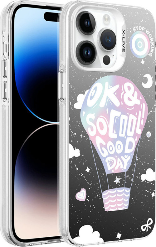 İphone 14 Pro Uyumlu Desenli Klfs Silver Sert Kılıf-Balon