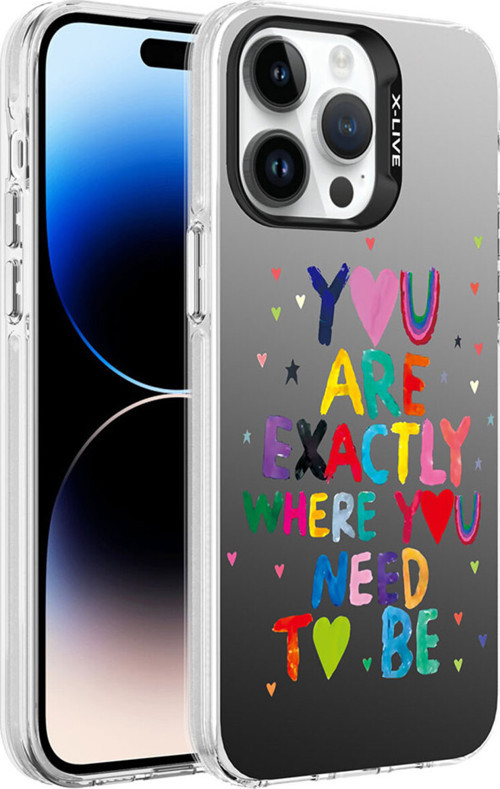 İphone 14 Pro Uyumlu Desenli Klfs Silver Sert Kılıf-You