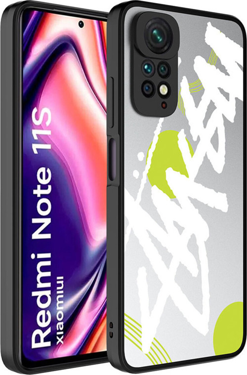 Redmi Note 11S Global Kılıf Aynalı Desenli Kamera Korumalı Parlak Klfs Mirror Kapak - Yazı