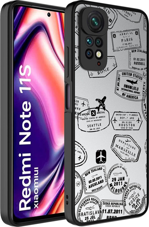 Redmi Note 11S Global Kılıf Aynalı Desenli Kamera Korumalı Parlak Klfs Mirror Kapak - Seyahat