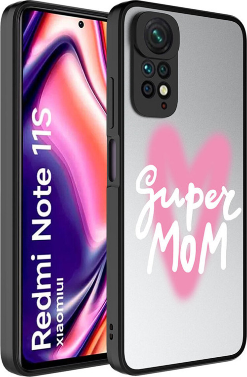 Redmi Note 11S Global Kılıf Aynalı Desenli Kamera Korumalı Parlak Klfs Mirror Kapak - Süper Anne