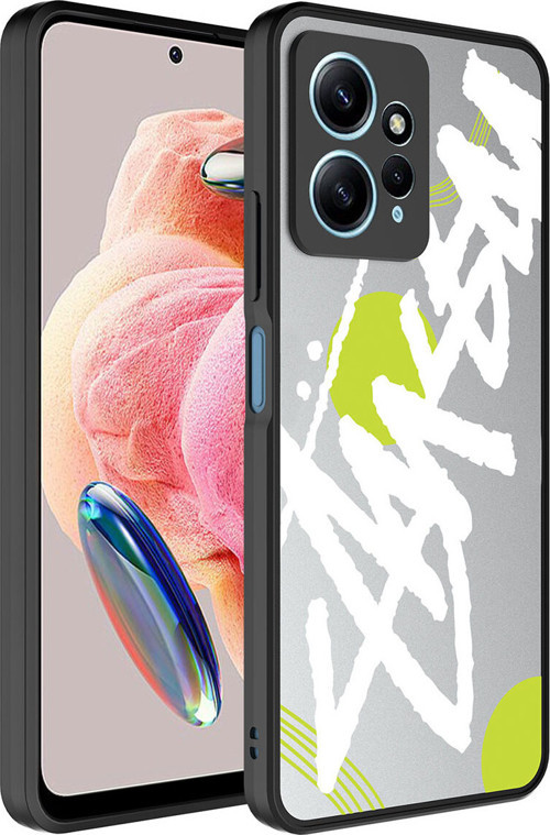 Redmi Note 12 4G Kılıf Aynalı Desenli Kamera Korumalı Parlak Klfs Mirror Kapak - Yazı